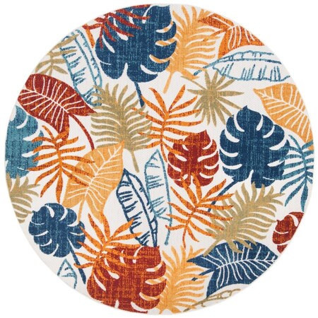 Safavieh 4 x 4 ft. Cabana 800 Coastal Round Rug; Creme & Red CBN831A-4R